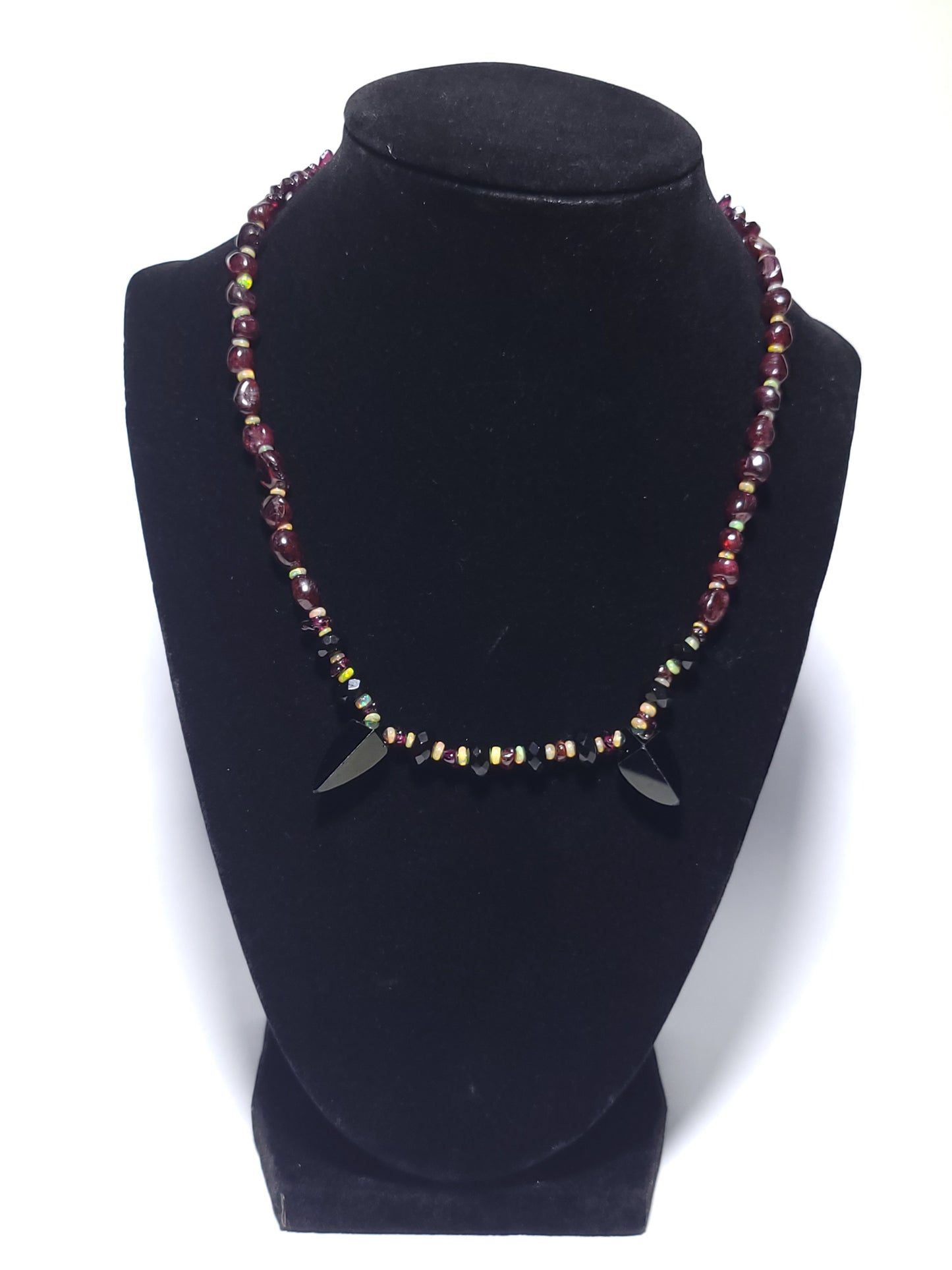 Onyx Fangs & Garnet Blood Drops Necklace