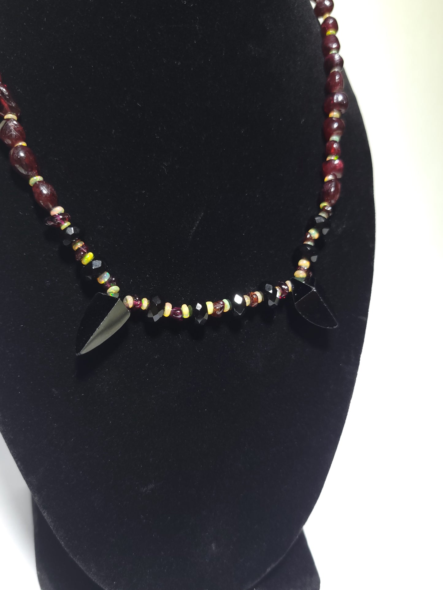 Onyx Fangs & Garnet Blood Drops Necklace