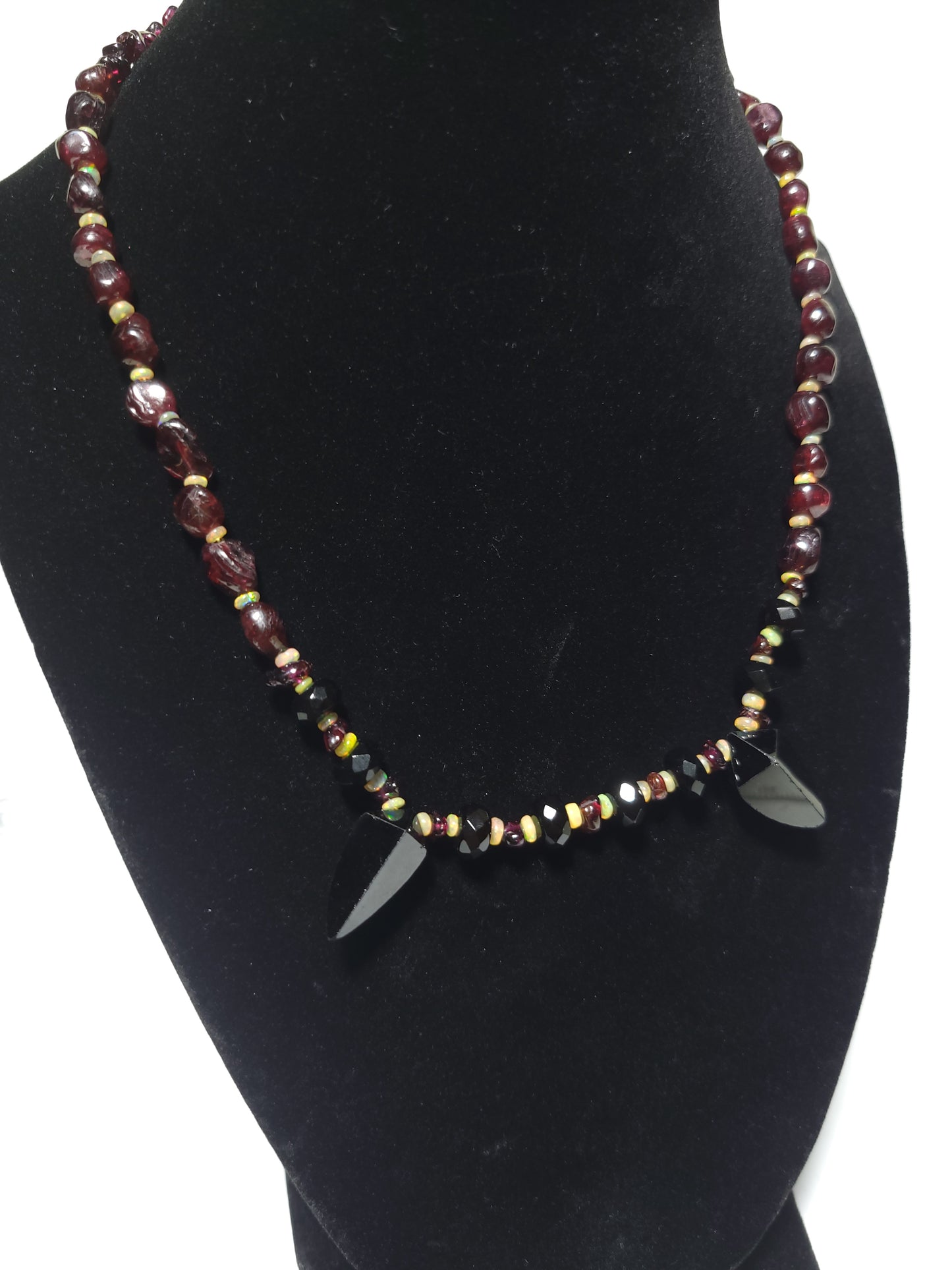 Onyx Fangs & Garnet Blood Drops Necklace